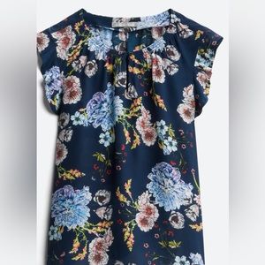 Daniel Rainn Samaya Navy Floral XXL flutter sleeve silk blouse Stitch Fix